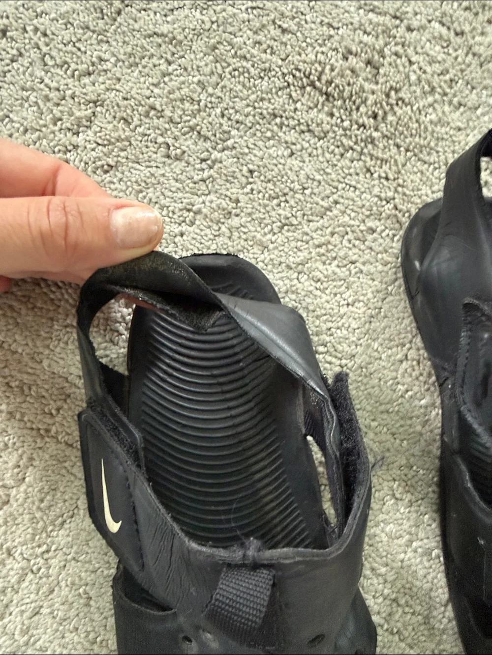 Nike Kids Black Water Shoes with White Swoosh